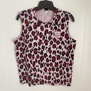 Y2K Kenzo Paris Leopard Print Tank Top Pink Red Black Sleeveless DIY Cropped S